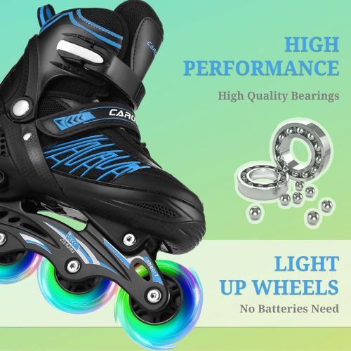  Caroma Adjustable Inline Skates Children’s Youth Roller Skates for Kids Illuminating Beginner Roller with 8 LED Light Up Wheels Unisex Fun Roller Skates for Women Boys and Girls