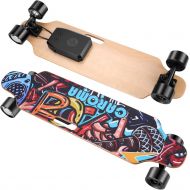 Caroma Skateboard Electric,36 Inch Electric Longboard with Wireless Remote Control,4AH Battery,10-12 Miles Range,700W Dual Motor,E Longboard with 3 Speed Adjustment,E Skateboard for Adult