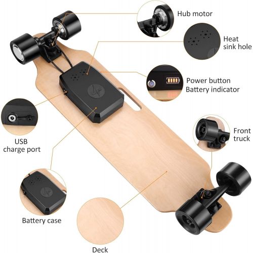  Caroma Skateboard Electric,36 Inch Electric Longboard with Wireless Remote Control,4AH Battery,10-12 Miles Range,700W Dual Motor,E Longboard with 3 Speed Adjustment,E Skateboard for Adult