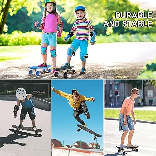  Caroma 22 Skateboards, Skateboard for Girls Boys Kids Beginners, Retro Mini Cruiser Skateboard for Teens Youths- Comes Complete - Small Plastic Skateboard - Choose LED Light up or