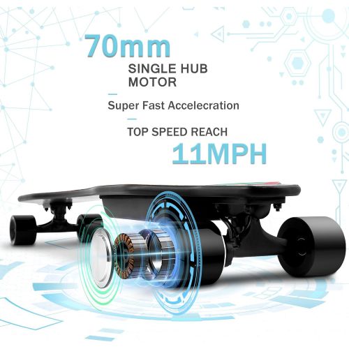  Caroma Electric Skateboard,37 Inch Electric Longboard with Remote,Range 12-18KM,29.4V 4000mAh Battery,8 Ply Maple Longboard Deck,350W Hub Motor,Max Load 220 Lbs,Beginner Skateboard for Te