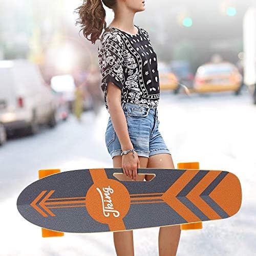  CAROMA Electric Skateboards for Adults,70cm Electric Longboard Skateboard with Wireless Remote,7 Layers Maple,8-10 km Range,29.4V 2000mAh Battery,12.4 MPH Top Speed,350W Brushless