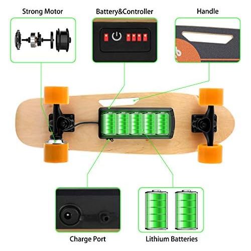  CAROMA Electric Skateboards for Adults,70cm Electric Longboard Skateboard with Wireless Remote,7 Layers Maple,8-10 km Range,29.4V 2000mAh Battery,12.4 MPH Top Speed,350W Brushless