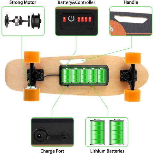  CAROMA Electric Skateboards for Adults,70cm Electric Longboard Skateboard with Wireless Remote,7 Layers Maple,8-10 km Range,29.4V 2000mAh Battery,12.4 MPH Top Speed,350W Brushless