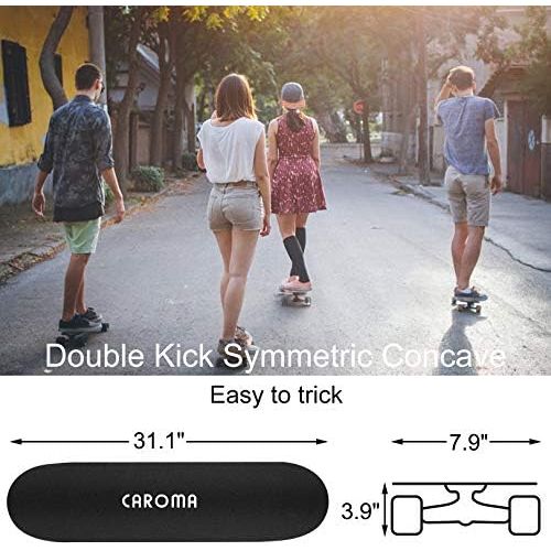  Caroma 31inches Skateboard for Beginners Standard Skateboards for Teen Kids Boys Girls Youths Starter-Complete Skate Boards 31.1x 7.9 Canadian Maple Pro Cruiser