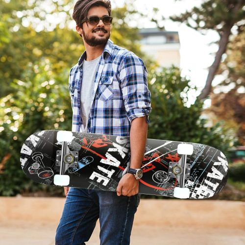  Caroma 31inches Skateboard for Beginners Standard Skateboards for Teen Kids Boys Girls Youths Starter-Complete Skate Boards 31.1x 7.9 Canadian Maple Pro Cruiser