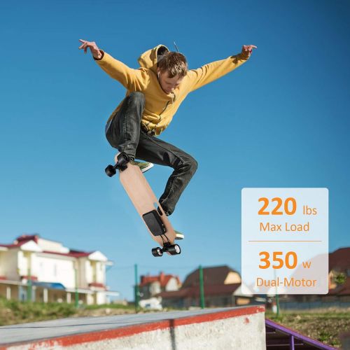  Caroma 37 Electric Skateboard with Wireless Remote Control,700W Dual Motor Electric Longboard,E-Longboard with 3 Speed Adjustment,Portable E-Skateboard for Adults Kids,10-12 Miles
