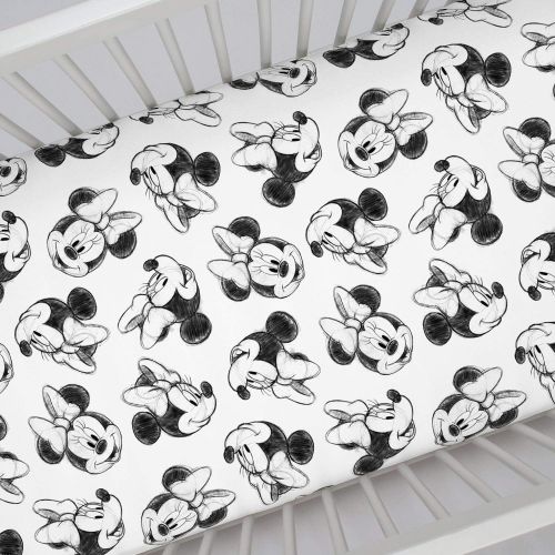  Carousel Designs Disney Baby Charcoal Minnie Mouse Crib Sheet - Organic 100% Cotton Fitted Crib Sheet - Made in The USA