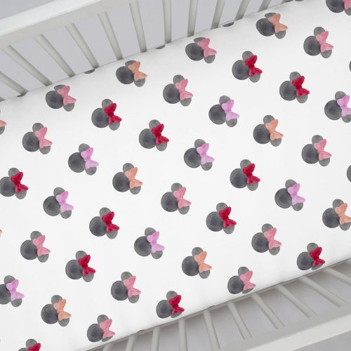  Carousel Designs Disney Baby Watercolor Minnie Ears Crib Sheet - Organic 100% Cotton Fitted Crib Sheet - Made in...