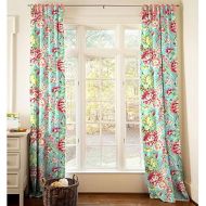 Carousel Designs Coral and Teal Floral Drape Panel 64-Inch Length Standard Lining 42-Inch Width