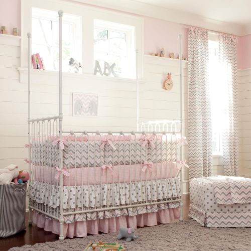  Carousel Designs Pink and Gray Chevron Crib Rail Cover