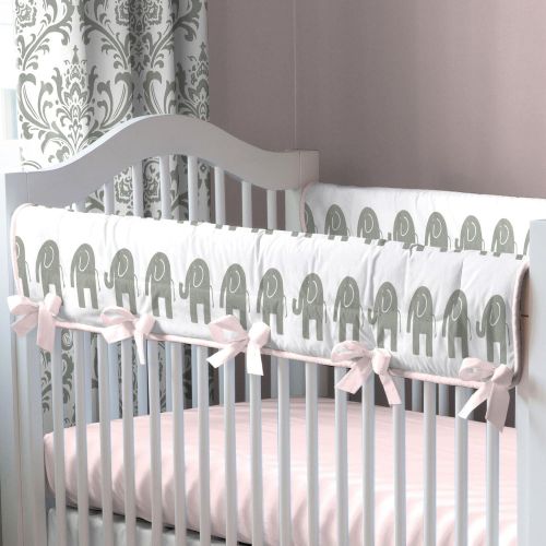  Carousel Designs Pink and Gray Elephants Crib Rail Cover