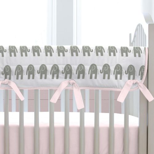  Carousel Designs Pink and Gray Elephants Crib Rail Cover