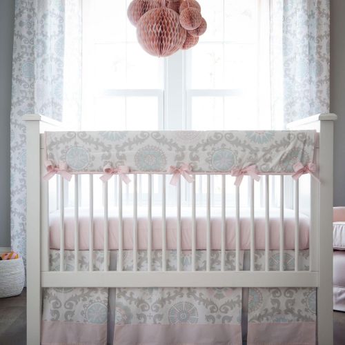  Carousel Designs Pink and Gray Rosa Crib Rail Cover