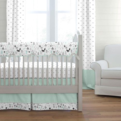  Carousel Designs Mint and Gray Baby Woodland Crib Rail Cover