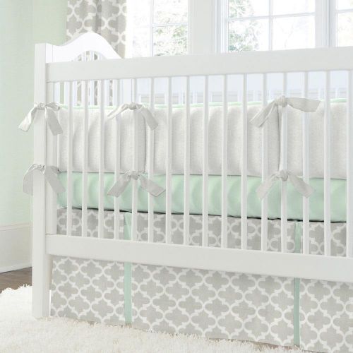 Carousel Designs French Gray and Mint Quatrefoil Crib Rail Cover