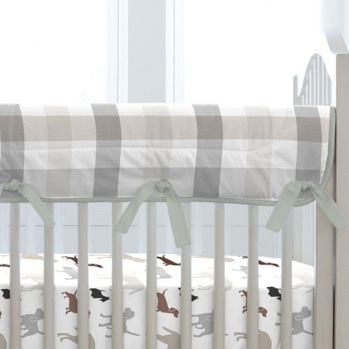  Carousel Designs Gray and Taupe Buffalo Check Crib Rail Cover