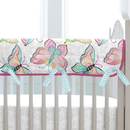  Carousel Designs Bright Damask Butterflies Crib Rail Cover