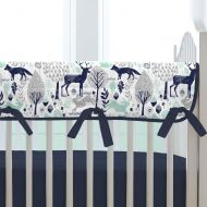 Carousel Designs Navy and Mint Woodlands Crib Rail Cover