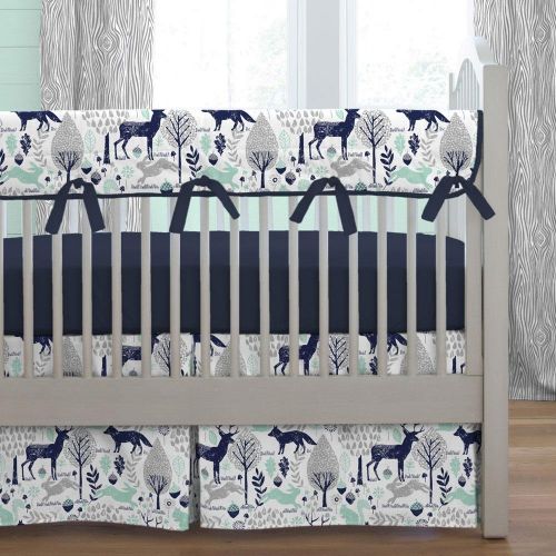  Carousel Designs Navy and Mint Woodlands Crib Rail Cover