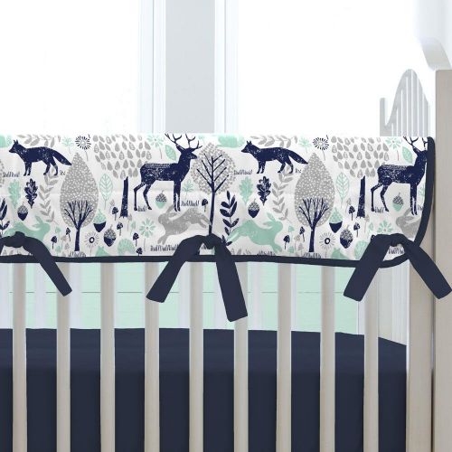  Carousel Designs Navy and Mint Woodlands Crib Rail Cover