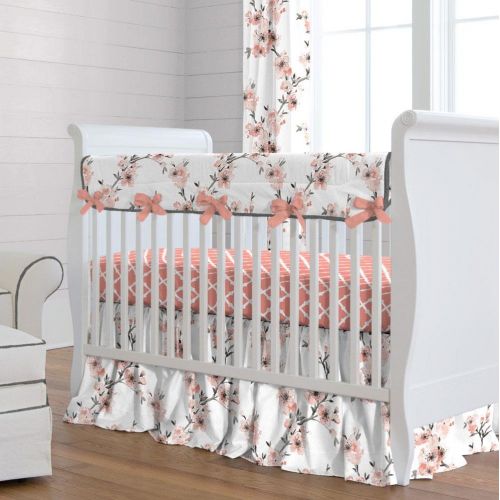  Carousel Designs Light Coral Cherry Blossom Crib Rail Cover