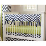 CarouselDesignsShop Baby Boy Crib Bedding: Navy and Citron Zig Zag Crib Rail Cover by Carousel Designs