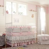 CarouselDesignsShop Girl Baby Crib Bedding: Pink and Gray Chevron 3-Piece Crib Bedding Set by Carousel Designs