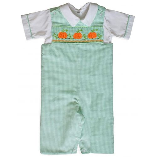  Carouselwear Boys Smocked Thanksgiving Pumpkin Fall Longall Pima Cotton