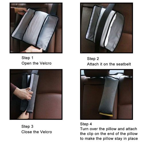  Carperipher Seat Belt Cover and Adjuster for Kids,Travel Seatbelt Pillow with Clip & Seatbelt Adjuster,Soft Neck Support Headrest Car Seat Strap Protector Cushion Pads for Baby Child Short Peo