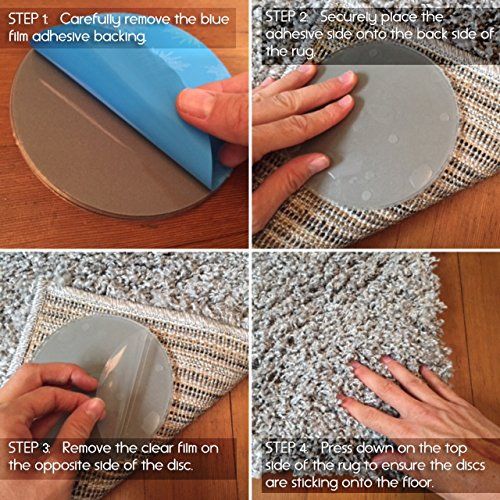  Carpet Anchor Sticky Discs Non-Slip Rug Pads for Rug-ON-Floor Anti-Slip. Rug Stickers. No Residue. 8 Pack. Limits Medium/Large Rugs/Exercise/Door Mats from Moving On Floors