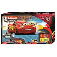 Carrera First Cars 3 Slot Car Race Track Includes 2 Cars: Lightning McQueen and Dinoco Cruz Battery Powered Beginner Racing Set for Kids Ages 3 Years and Up