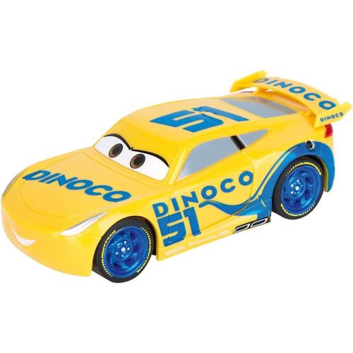  Carrera First Cars 3 Slot Car Race Track Includes 2 Cars: Lightning McQueen and Dinoco Cruz Battery Powered Beginner Racing Set for Kids Ages 3 Years and Up