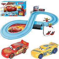 Carrera First Disney/Pixar Cars Slot Car Race Track Includes 2 Cars: Lightning McQueen and Dinoco Cruz Battery Powered Beginner Racing Set for Kids Ages 3 Years and Up