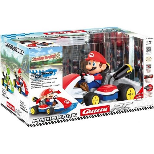  Carrera RC 162107 Official Licensed Mario Race Kart 1: 16 Scale 2.4 Ghz Splash Proof Remote Control Car Vehicle with Sound & Realistic Body Tilting Action - Rechargeable Battery -