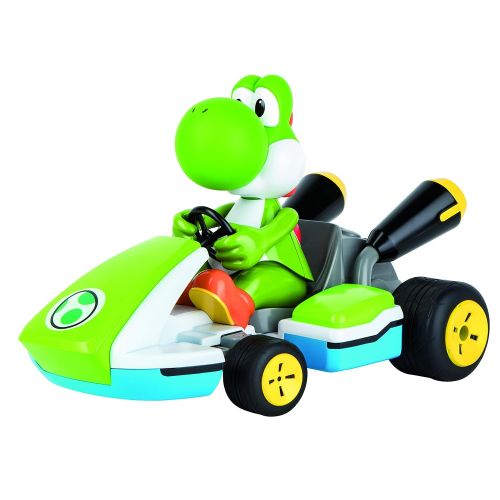  Carrera RC 162108 Official Licensed Mario Kart Yoshi Race Kart 1:16 Scale 2.4 GHz Splash Proof Remote Control Car Vehicle with Sound and Body Tilting Action - Rechargeable Battery