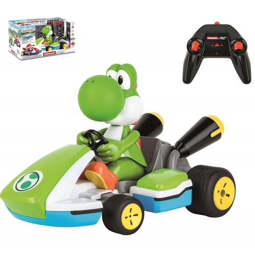  Carrera RC 162108 Official Licensed Mario Kart Yoshi Race Kart 1:16 Scale 2.4 GHz Splash Proof Remote Control Car Vehicle with Sound and Body Tilting Action - Rechargeable Battery