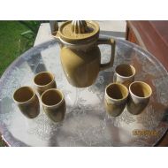 Carriagehouse1946 Vintage Made In Japan Ceramic Juicer/Reamer Pitcher W/6 Juice Glasses