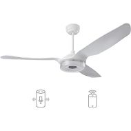 Carro Indoor/Outdoor Smart ceiling fan 56 3 Blade with remote control. Works with Compatible with Alexa/Google Home/Siri, Dimmable LED Light and 10-speed DC Motor (White)…