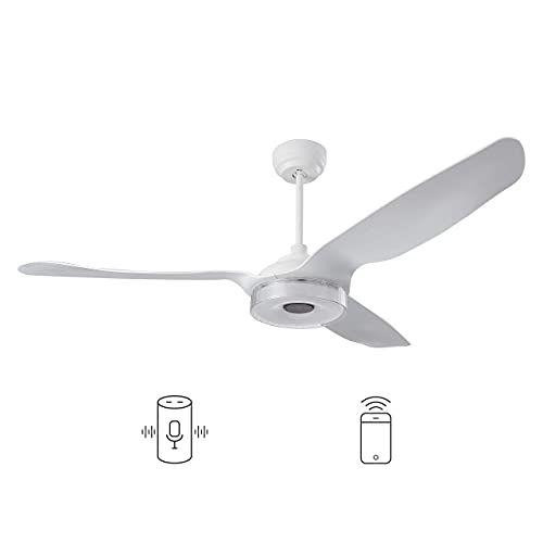  Carro Indoor/Outdoor Smart ceiling fan 56 3 Blade with remote control. Works with Compatible with Alexa/Google Home/Siri, Dimmable LED Light and 10-speed DC Motor (White)…