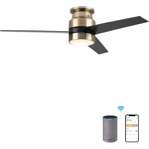  Carro 52 inch Low Profiel Ceiling Fan with Light, Smart Ceiling Fan with Light Control Work With Alexa/Google Home/Siri Needs Neutral Wire, No Hub RequiredReversible MotorSchedule (Gold/