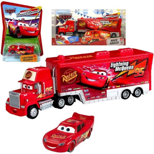 디즈니 Cars Race O Rama Mack Hauler & Lightning McQueen Set Disney