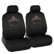 CarsCover Pink Princess Crown Crystal Diamond Bling Rhinestone Black Car SUV Truck Low Back Seat Covers