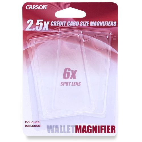  Carson WM-01 2.5x Wallet Magnifier Twin Pack with 6x Power Spot
