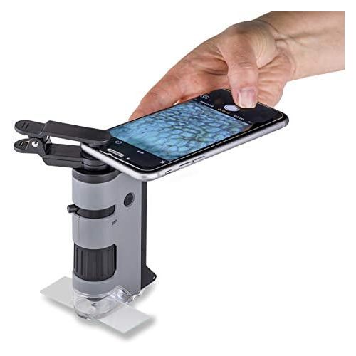  [아마존베스트]Carson MicroFlip 100x-250x LED and UV Lighted Pocket Microscope with Flip Down Slide Base and Smartphone Digiscoping Clip (MP-250 or MP-250MU)