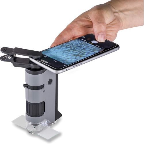  [아마존베스트]Carson MicroFlip 100x-250x LED and UV Lighted Pocket Microscope with Flip Down Slide Base and Smartphone Digiscoping Clip (MP-250 or MP-250MU)