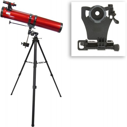  Carson Red Planet Series 45-100x114mm Newtonian Reflector Telescope with Universal Smartphone Digiscoping Adapter (RP-300SP),Large