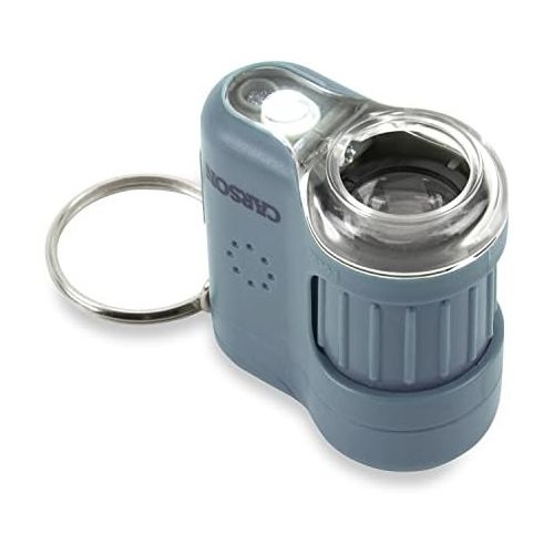  Carson MicroMini 20x LED Lighted Pocket Microscope with Built-In UV and LED Flashlight - Blue