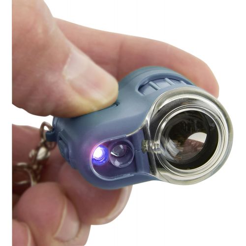  Carson MicroMini 20x LED Lighted Pocket Microscope with Built-In UV and LED Flashlight - Blue