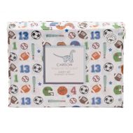 Carson 4pc Full Sheet Set Cotton Sports Pattern Baseballs, Basketballs, Footballs, Soccer Balls Boys Bedding